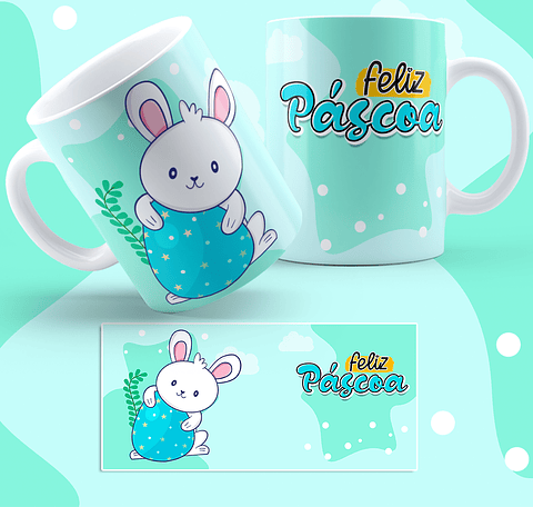 5 Artes para Caneca Coelhinhos Fofinhos Páscoa Arquivo em Jpg