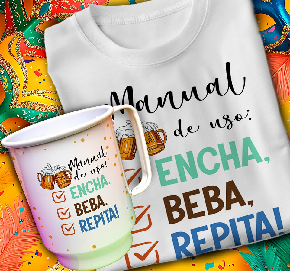 24 Artes para Caneca e Camisa Carnaval Arquivo em Editável 6