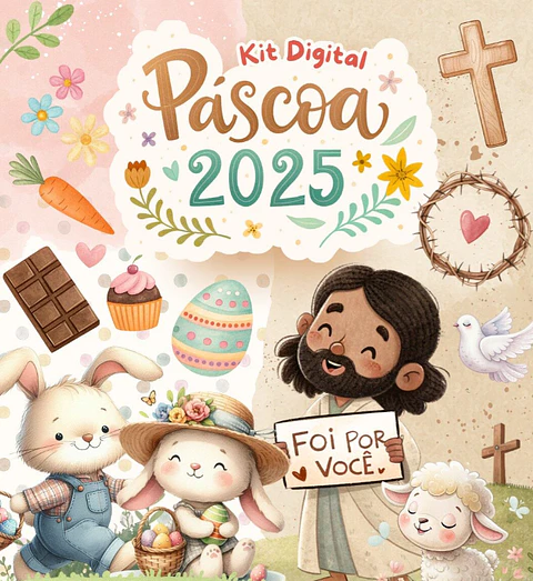 Arquivos Prontos Páscoa Cristã e Coelhinhos Arquivo em Pdf 