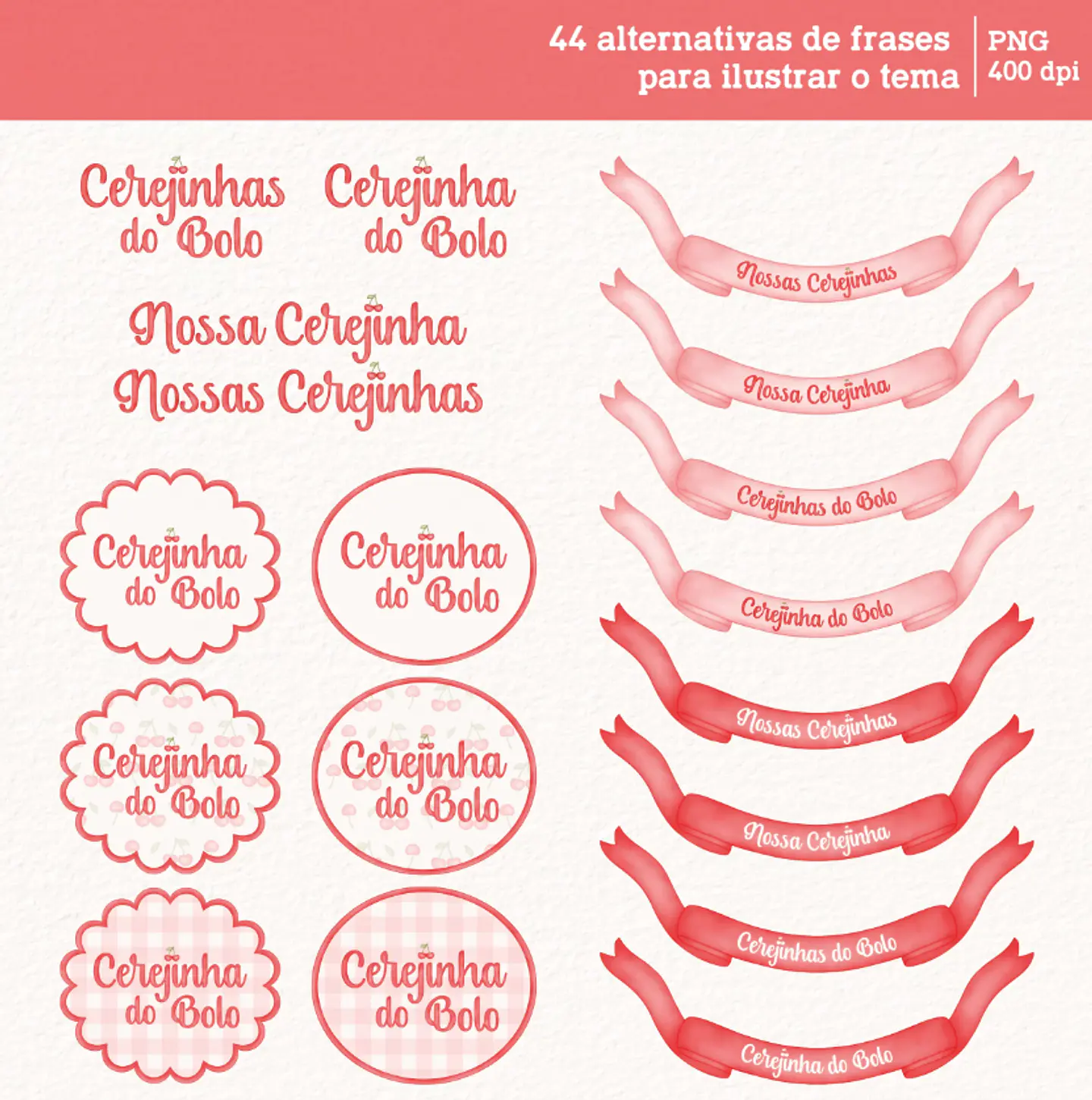 Kit Digital Cerejinhas Cereja em Aquarela Png 5