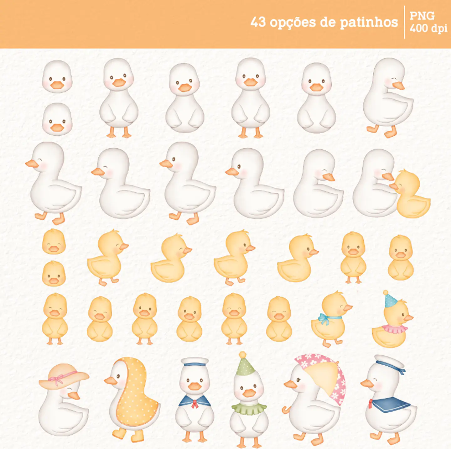 Kit Digital Patinhos em Aquarela Png 4