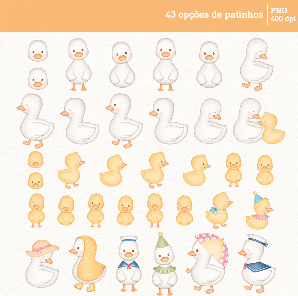 Kit Digital Patinhos em Aquarela Png 4