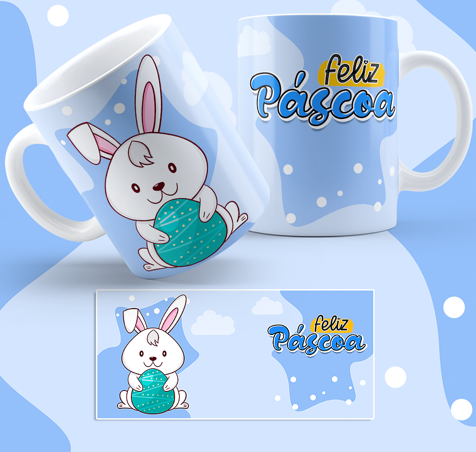 5 Artes para Caneca Coelhinhos Fofinhos Páscoa Arquivo em Jpg 3