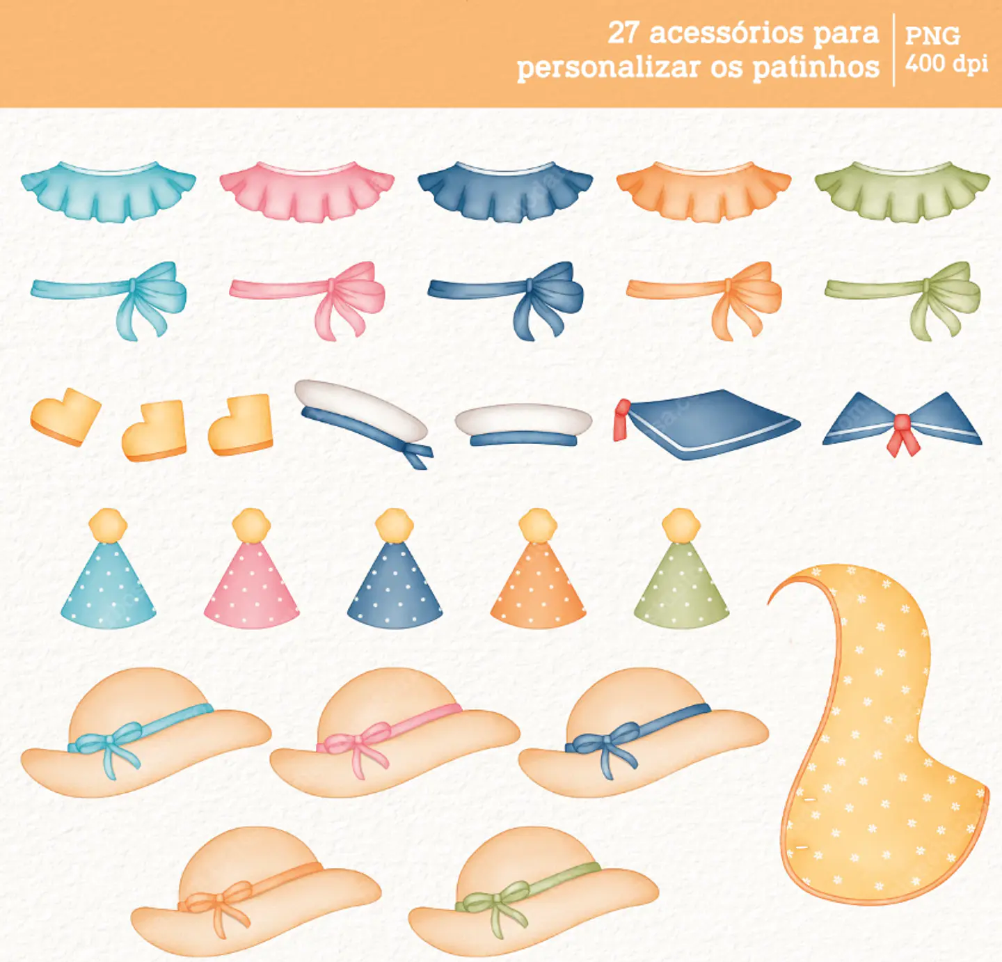 Kit Digital Patinhos em Aquarela Png 5