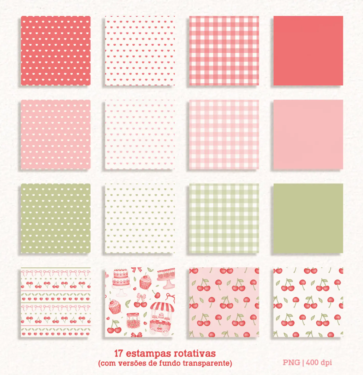 Kit Digital Cerejinhas Cereja em Aquarela Png 7