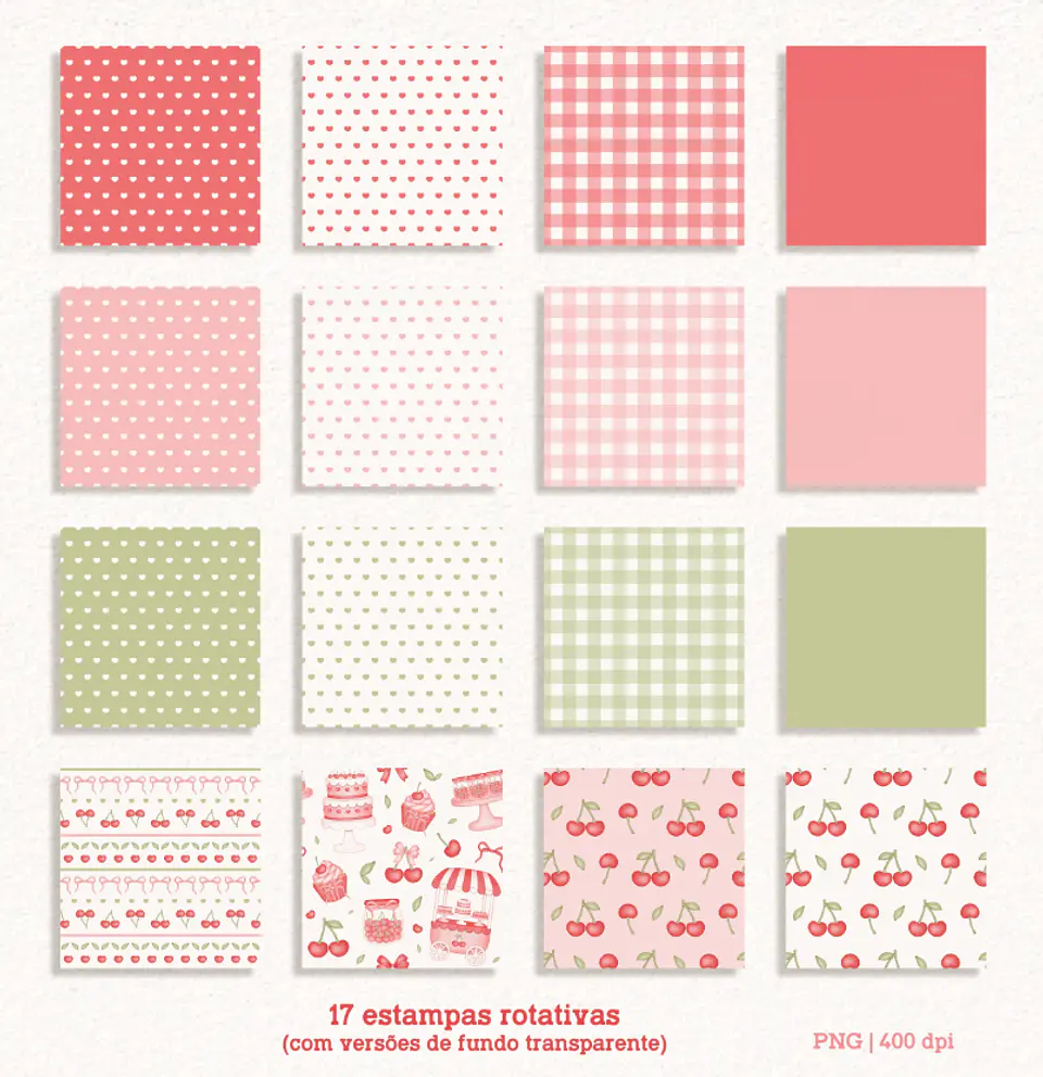 Kit Digital Cerejinhas Cereja em Aquarela Png 7