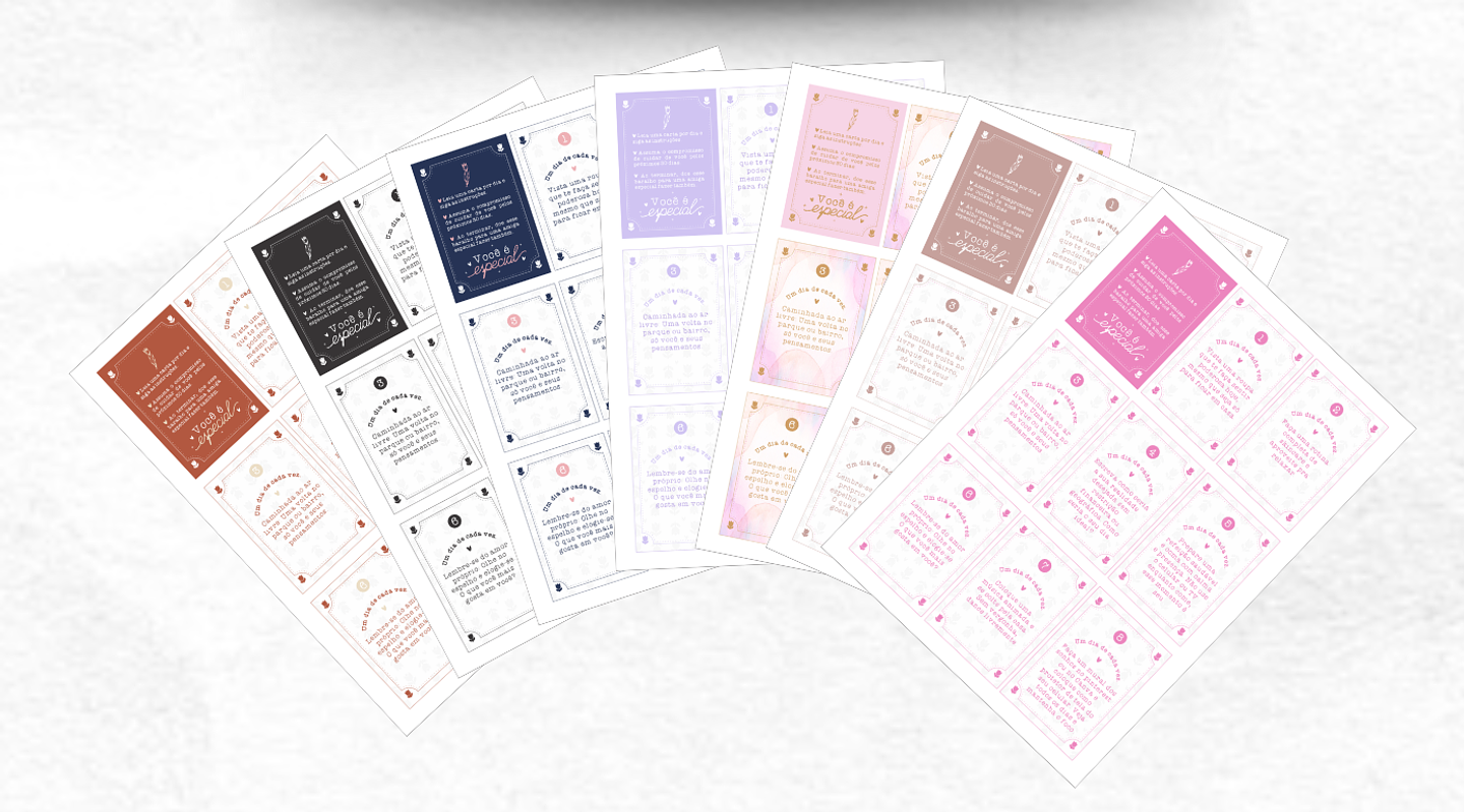 Arquivos Prontos Frases Motivacionais Manifesto Feminino, Junto e Misturado,Baralho do Autocuidado Arquivo editável 1