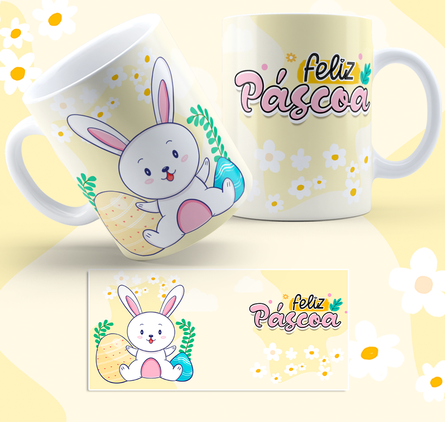 5 Artes para Caneca Coelhinhos Fofinhos Páscoa Arquivo em Jpg 5