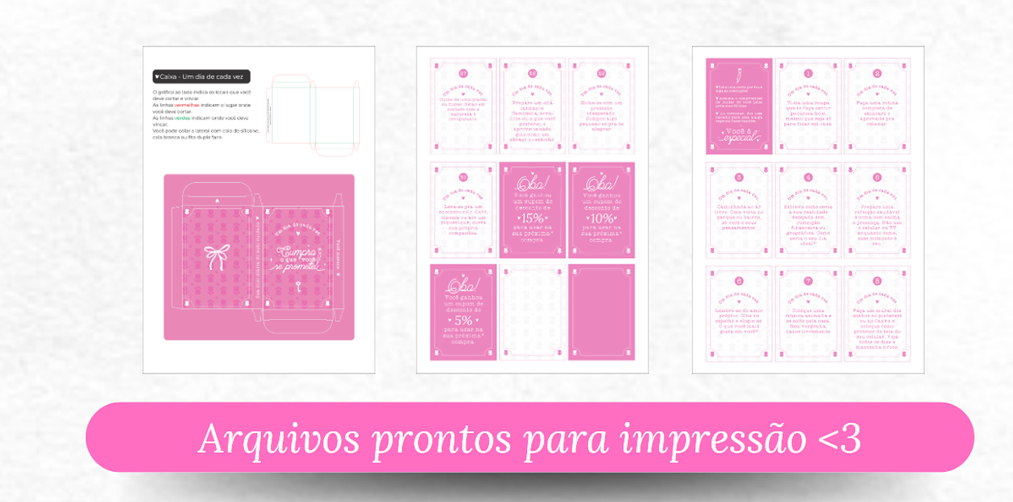 Arquivos Prontos Frases Motivacionais Manifesto Feminino, Junto e Misturado,Baralho do Autocuidado Arquivo editável 2