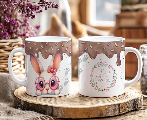 10 Artes para Caneca Doce Páscoa Arquivo Editável