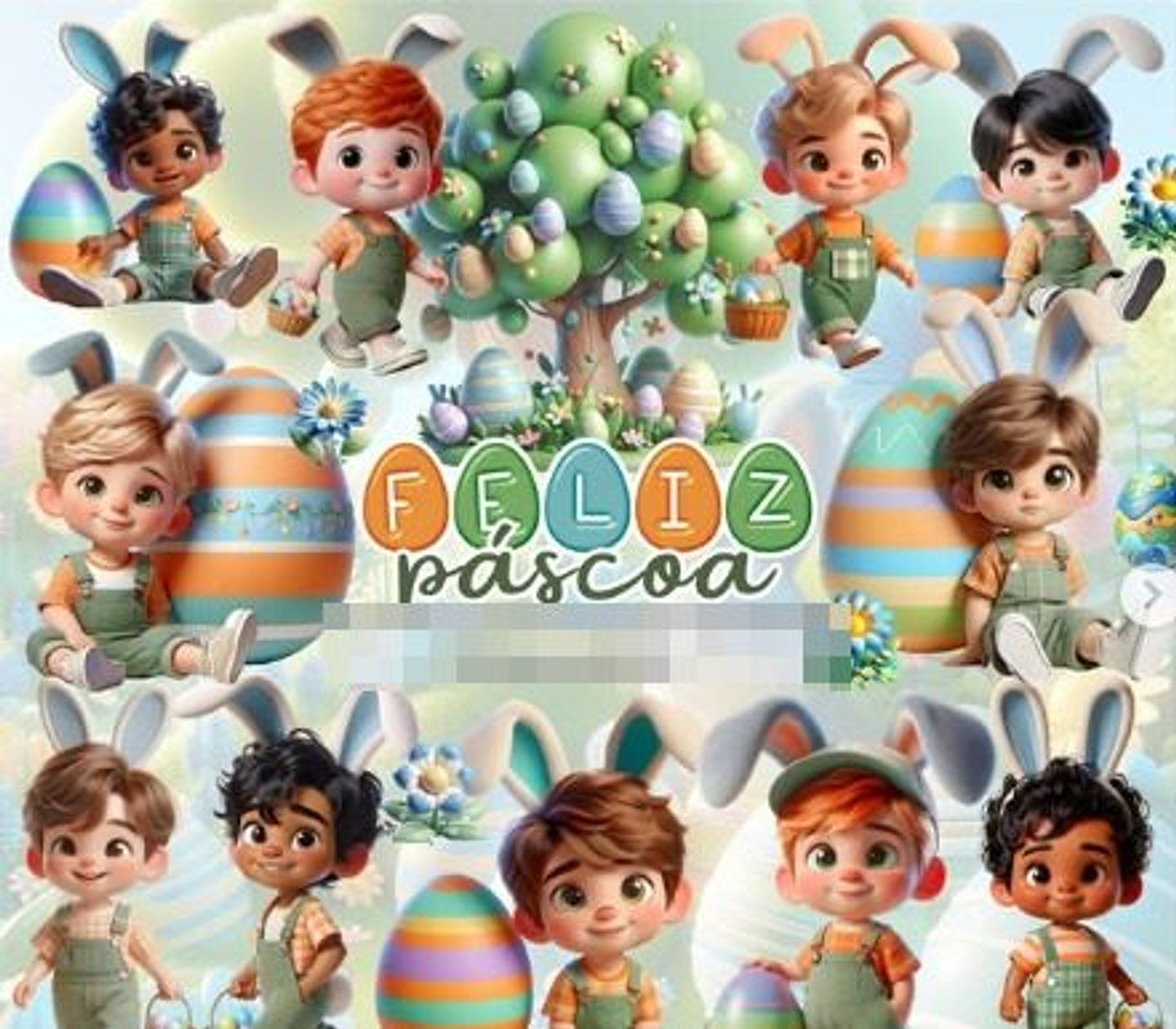 Kit Digital Mascotinhos Meninos Páscoa Png  1