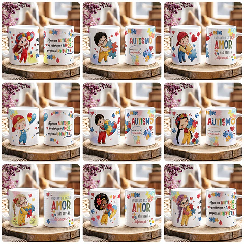 20 Artes para Caneca e Camisa Autismo As peças se encaixam Arquivo Editável 