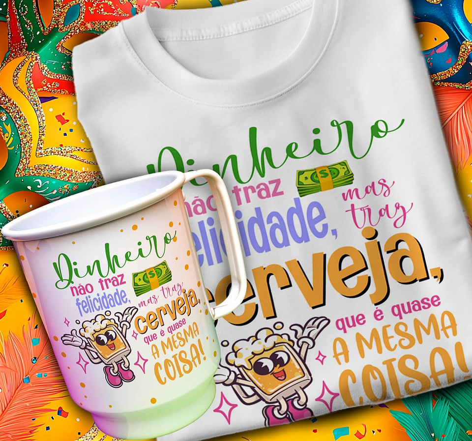 24 Artes para Caneca e Camisa Carnaval Arquivo em Editável 12
