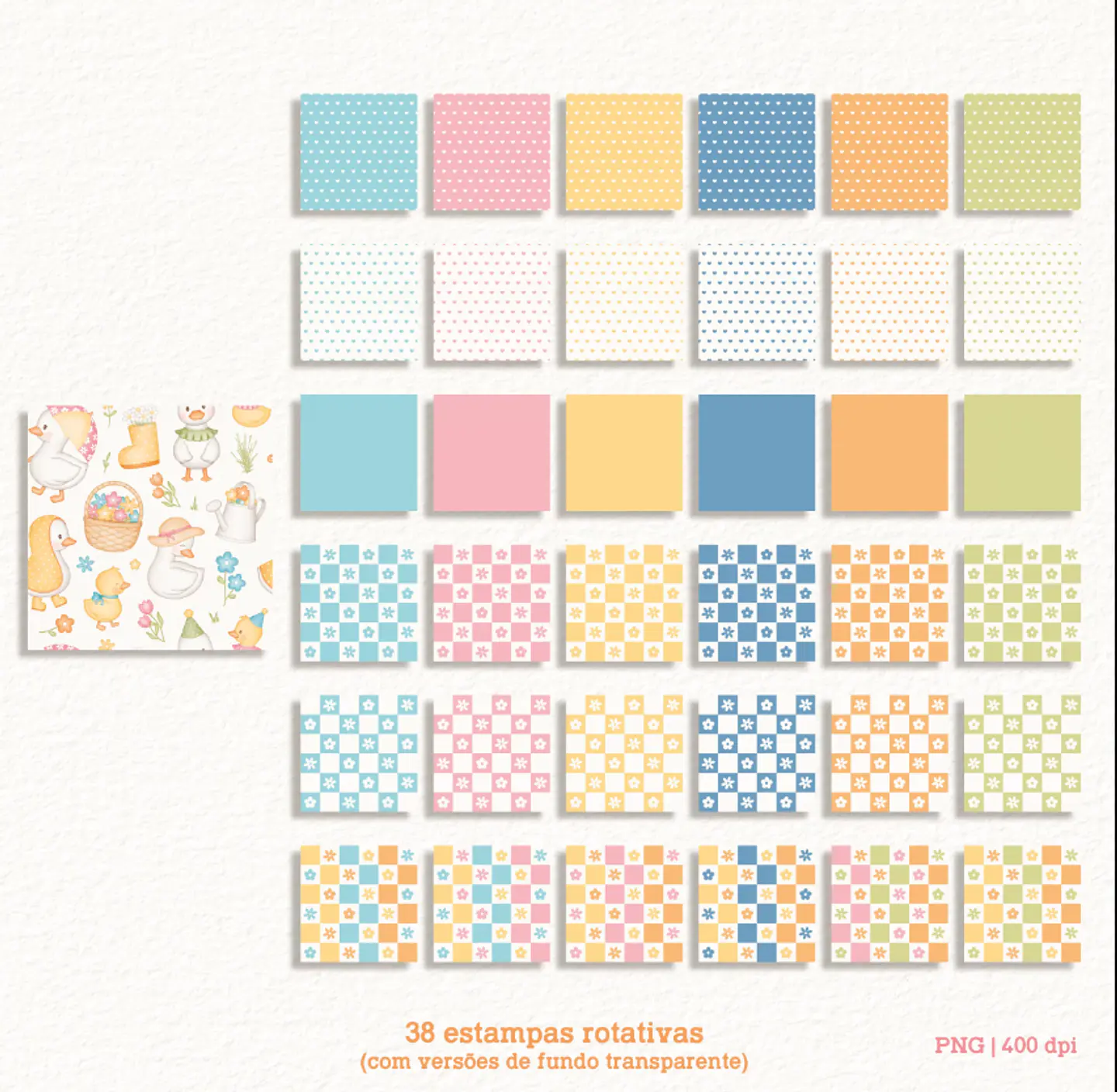 Kit Digital Patinhos em Aquarela Png 10