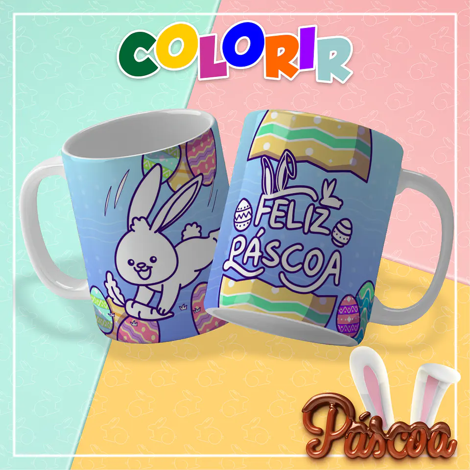 10 Artes para Caneca Páscoa Colorir Arquivo em Pdf Editável  7
