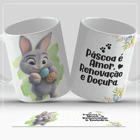 12 Artes para Caneca Páscoa Coelhinhos Arquivo em Jpg