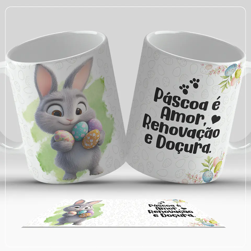 12 Artes para Caneca Páscoa Coelhinhos Arquivo em Jpg 1