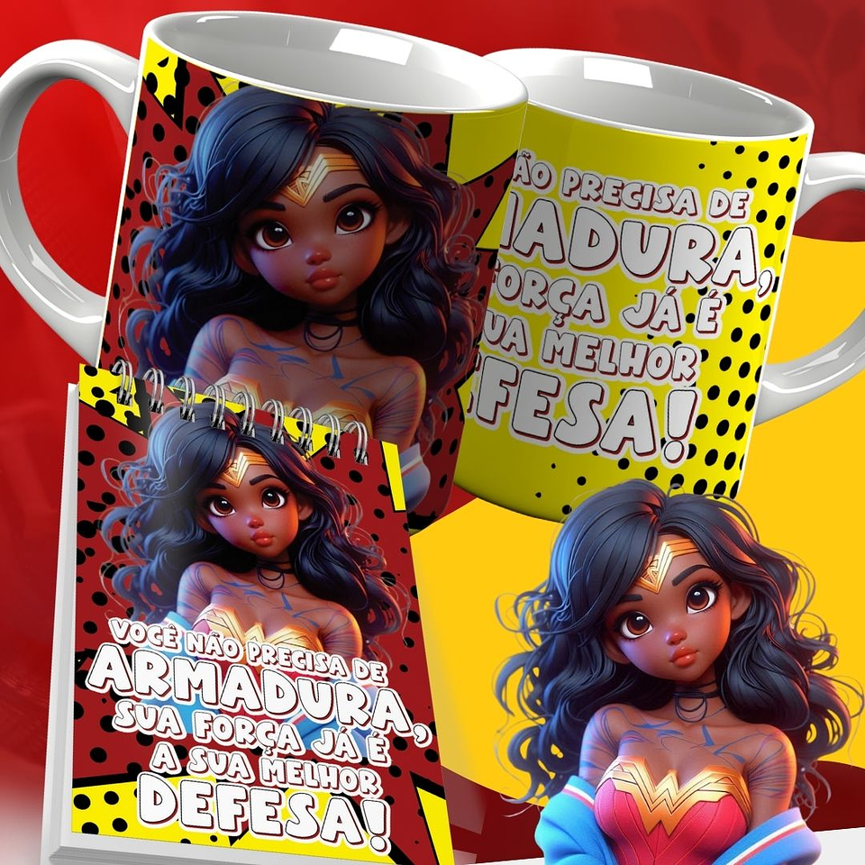10 Artes para Caneca e Capa para Bloco Dia das Mulheres Mulher Maravilha Arquivo Editável 4