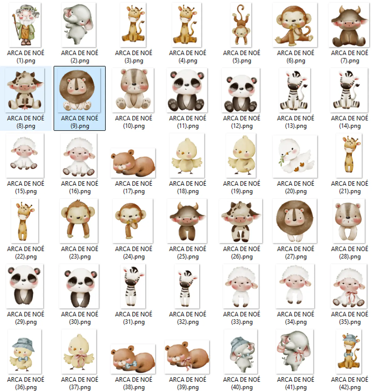 Kit Digital Arca de Noé Aquarelado Png 2