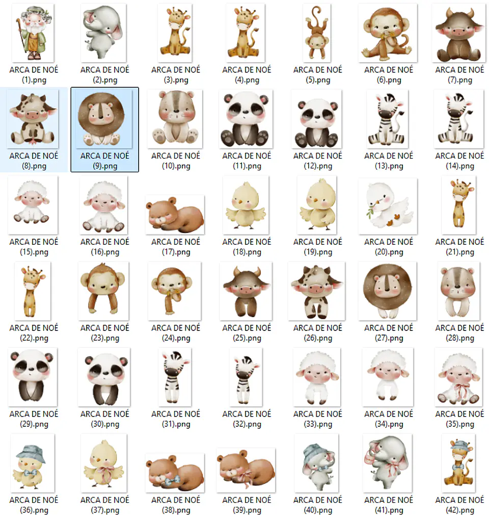 Kit Digital Arca de Noé Aquarelado Png 2