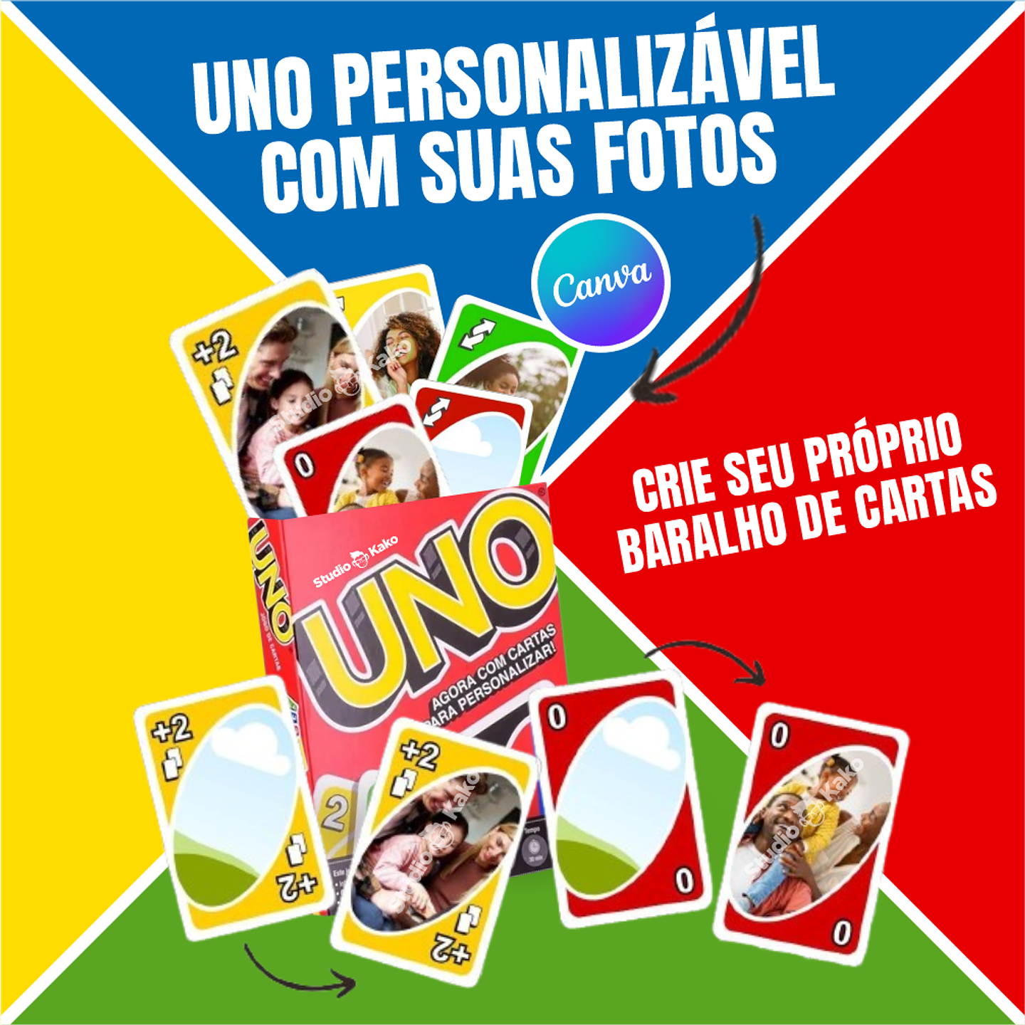 UNO Personalizado Editavel no Canva Adicione Suas Fotos e Frases Favoritas! Crie e Personalize Agora Mesmo! 1