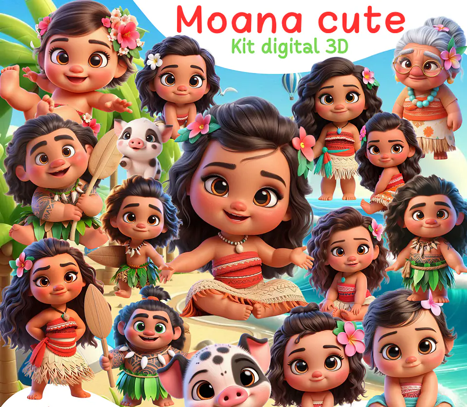 Kit Digital Moana Cute em Png  1