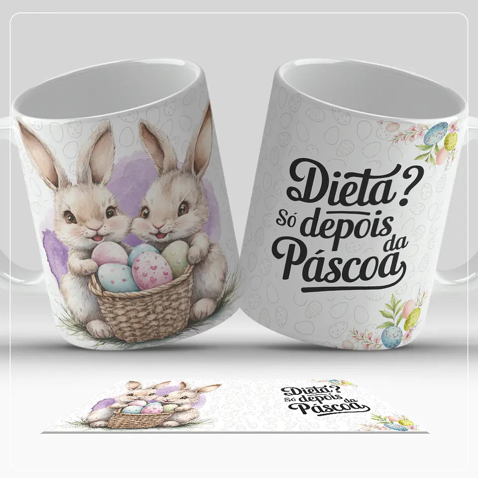 12 Artes para Caneca Páscoa Coelhinhos Arquivo em Jpg 6