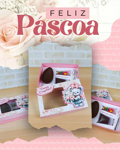 6 Artes para Caixa Confeiteiro Pascoa Personagens Arquivo em Studio