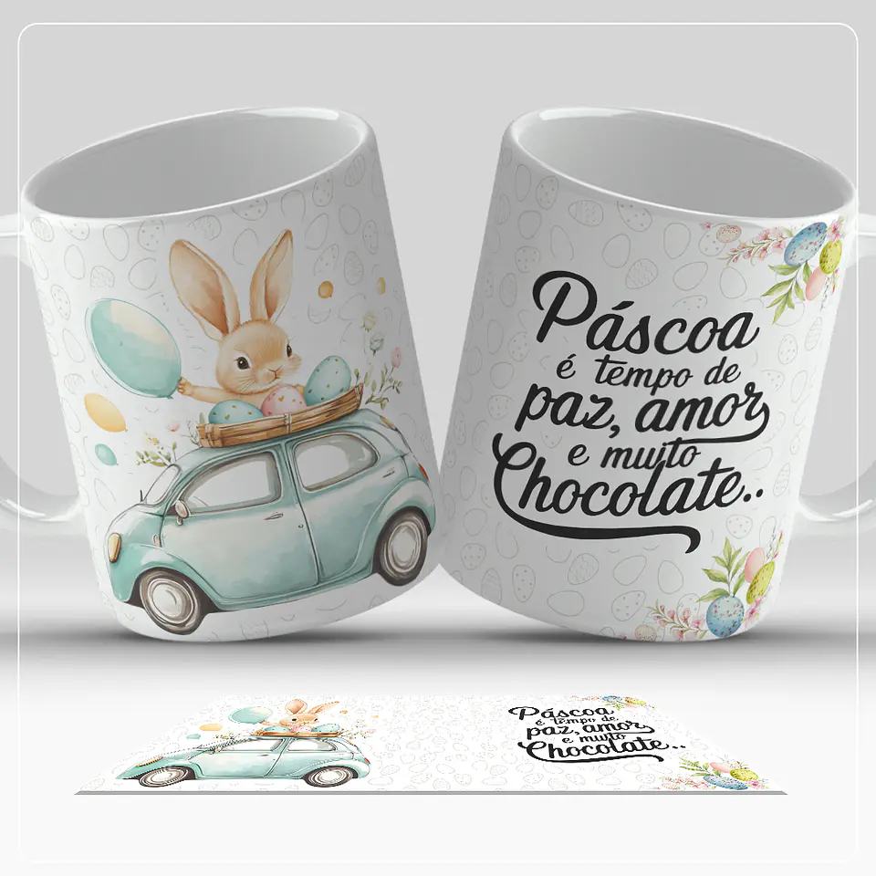 12 Artes para Caneca Páscoa Coelhinhos Arquivo em Jpg 7