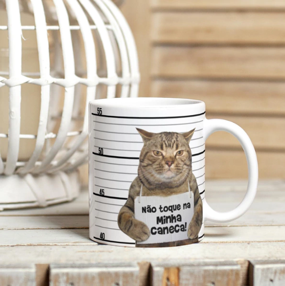 Arte para Caneca Gatinho Não toque na minha caneca Arquivo em Jpg 1