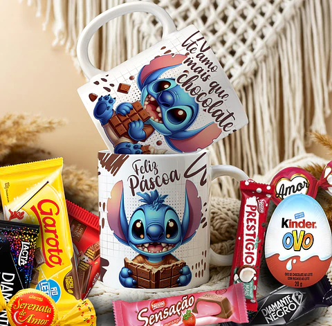 14 Artes para Caneca Páscoa Stitch Arquivo Editável