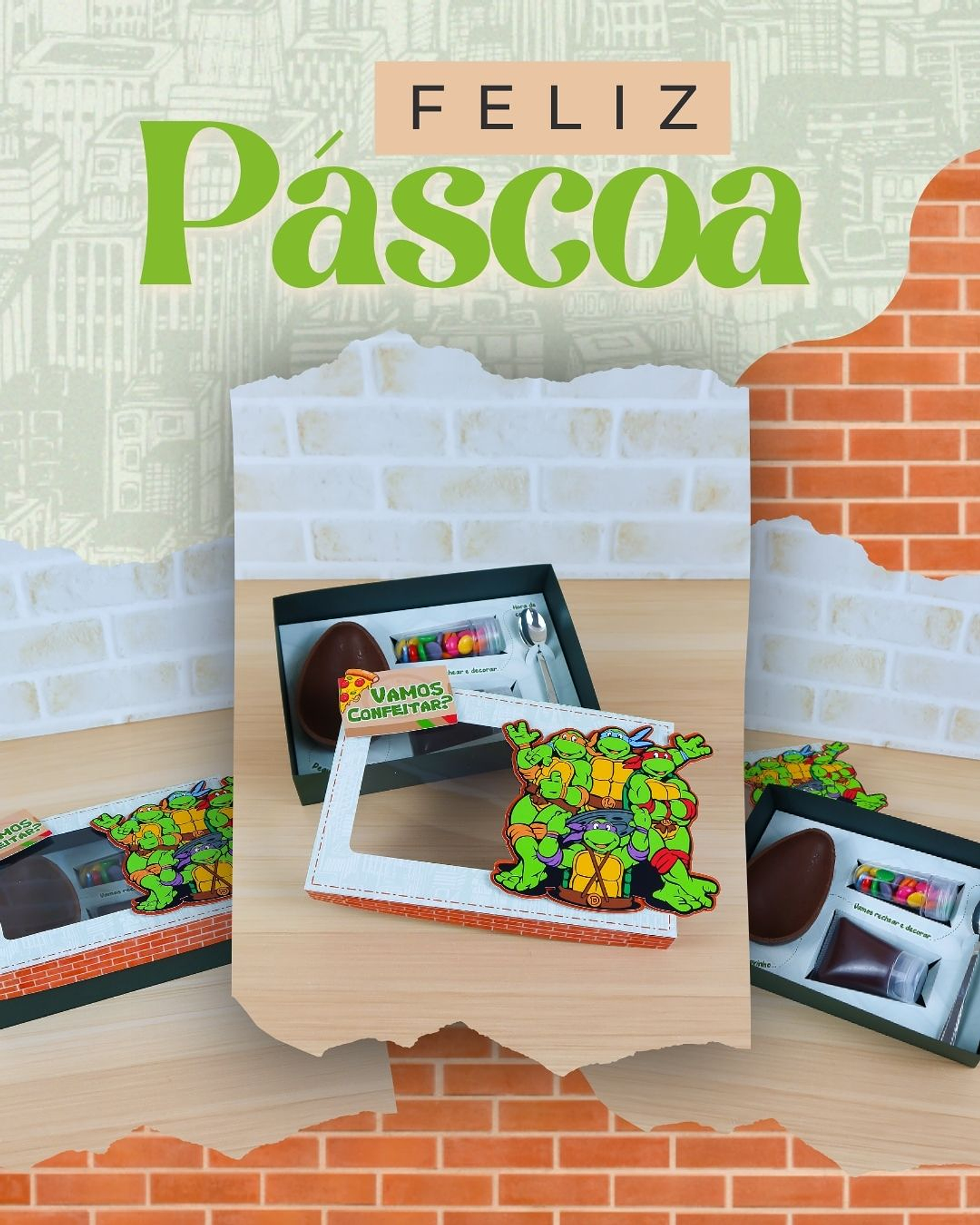 6 Artes para Caixa Confeiteiro Pascoa Personagens Arquivo em Studio 6