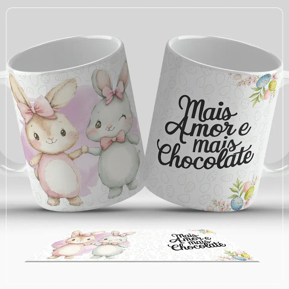 12 Artes para Caneca Páscoa Coelhinhos Arquivo em Jpg 10