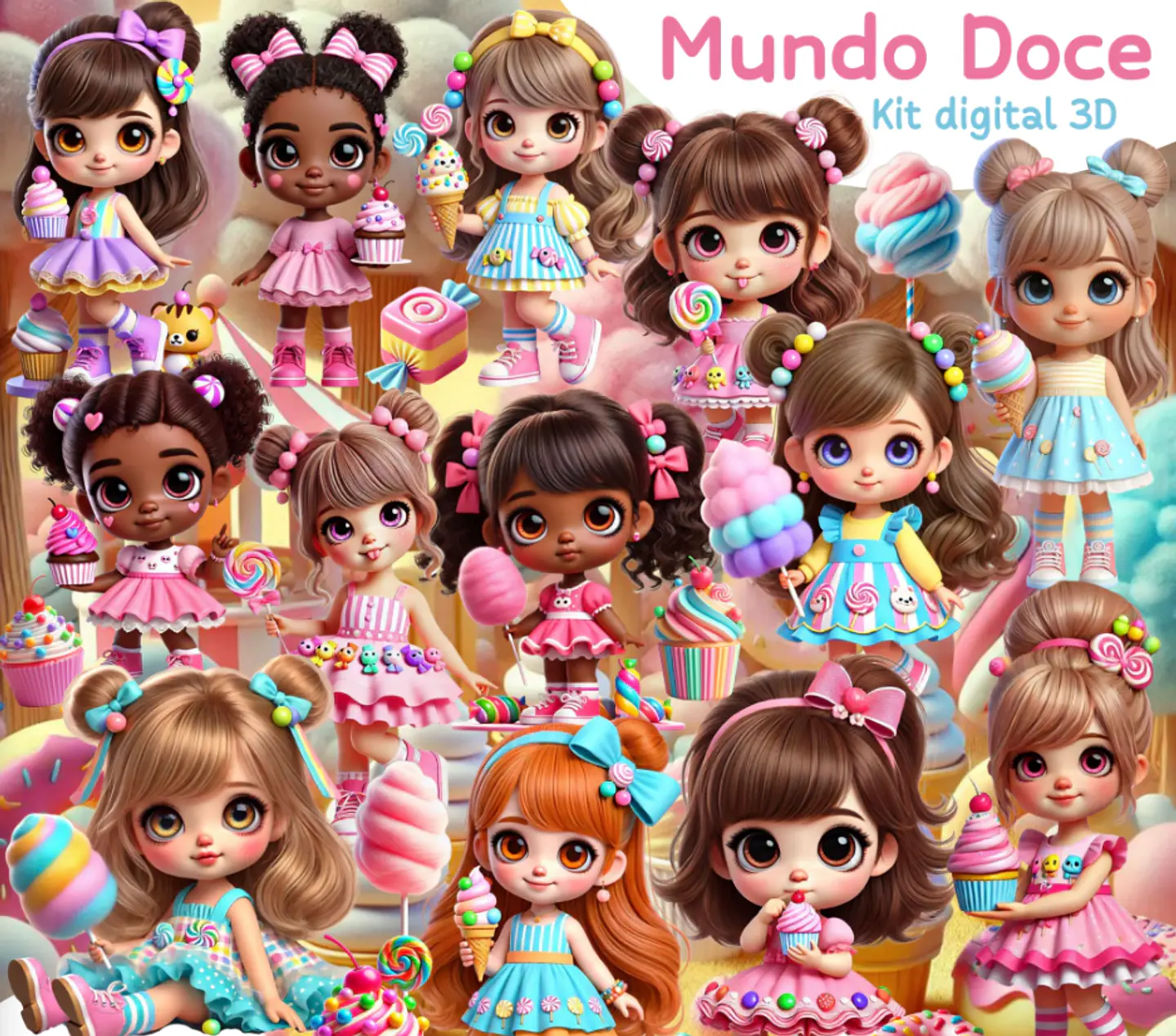 Kit Digital Mundo Doce em Png  1