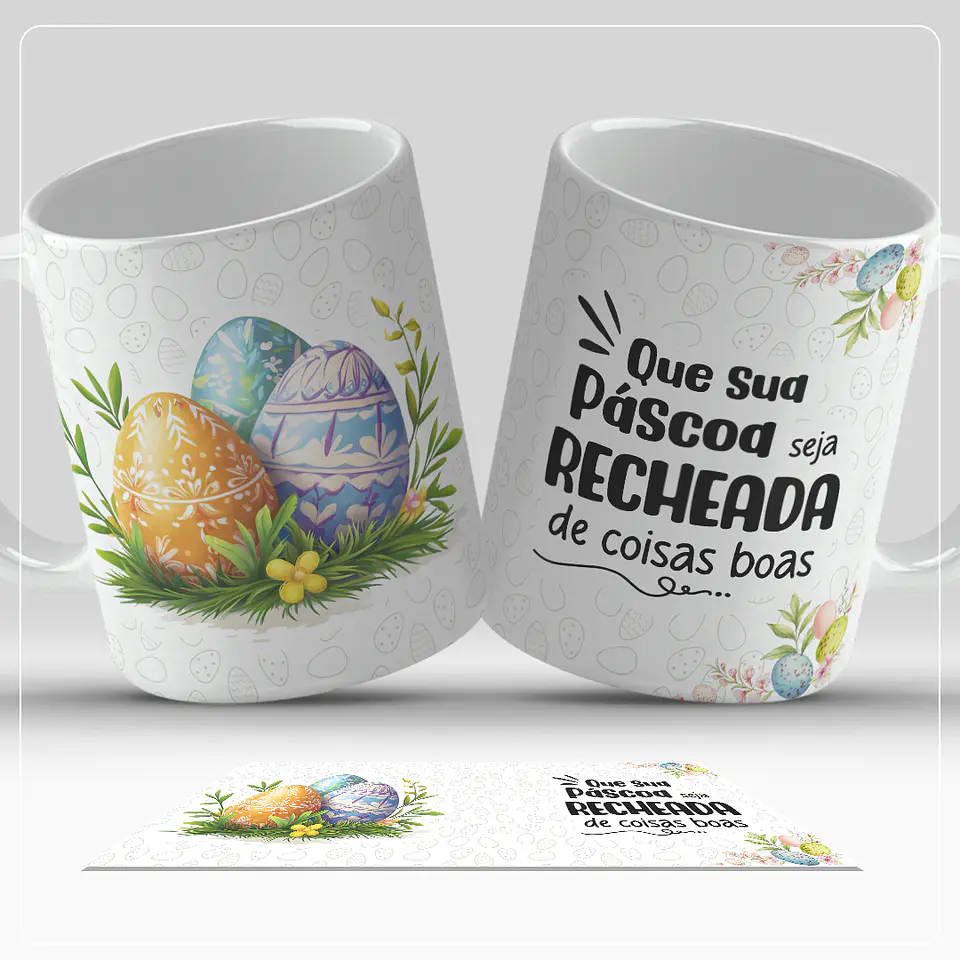 12 Artes para Caneca Páscoa Coelhinhos Arquivo em Jpg 11