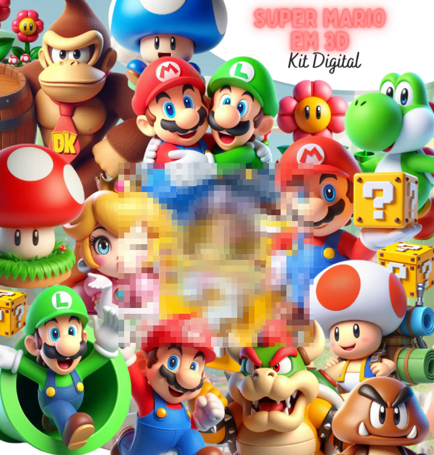 Kit Digital Super Mario 3d Arquivo em Png  1