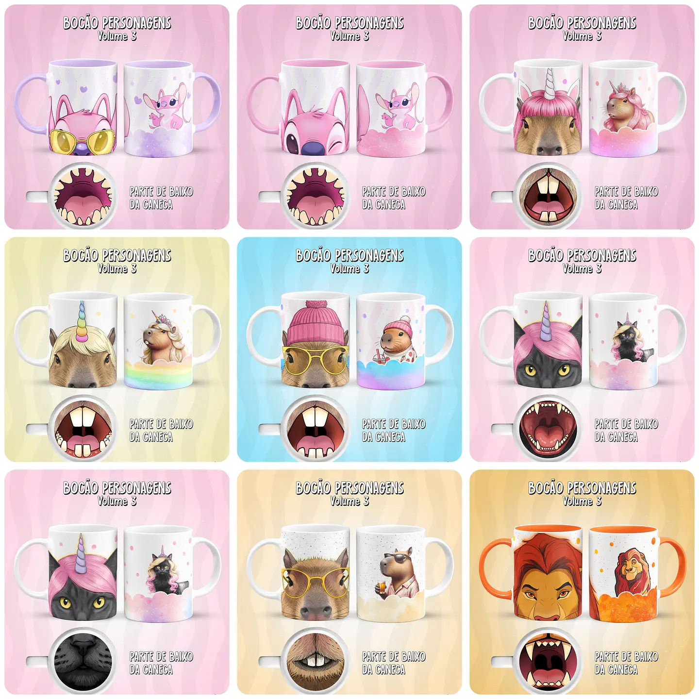 17 Artes para Caneca Personagens Bocão Arquivo em Jpg 1