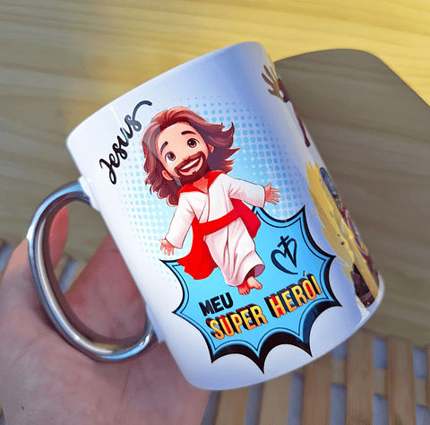 Arte para Caneca Jesus é Meu Herói Arquivo em Jpg  