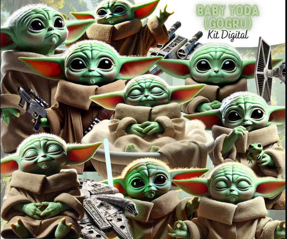 Kit Digital Baby Yoda Gogru 3d Arquivo em Png  1