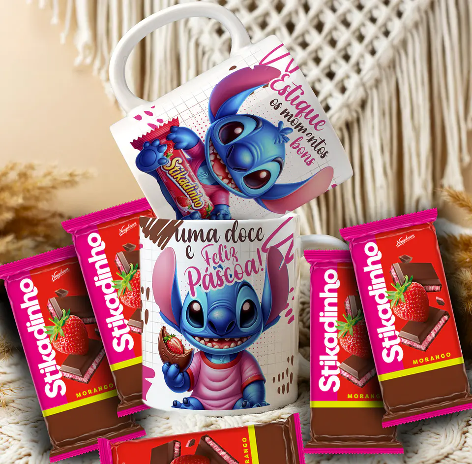 14 Artes para Caneca Páscoa Stitch Arquivo Editável 6