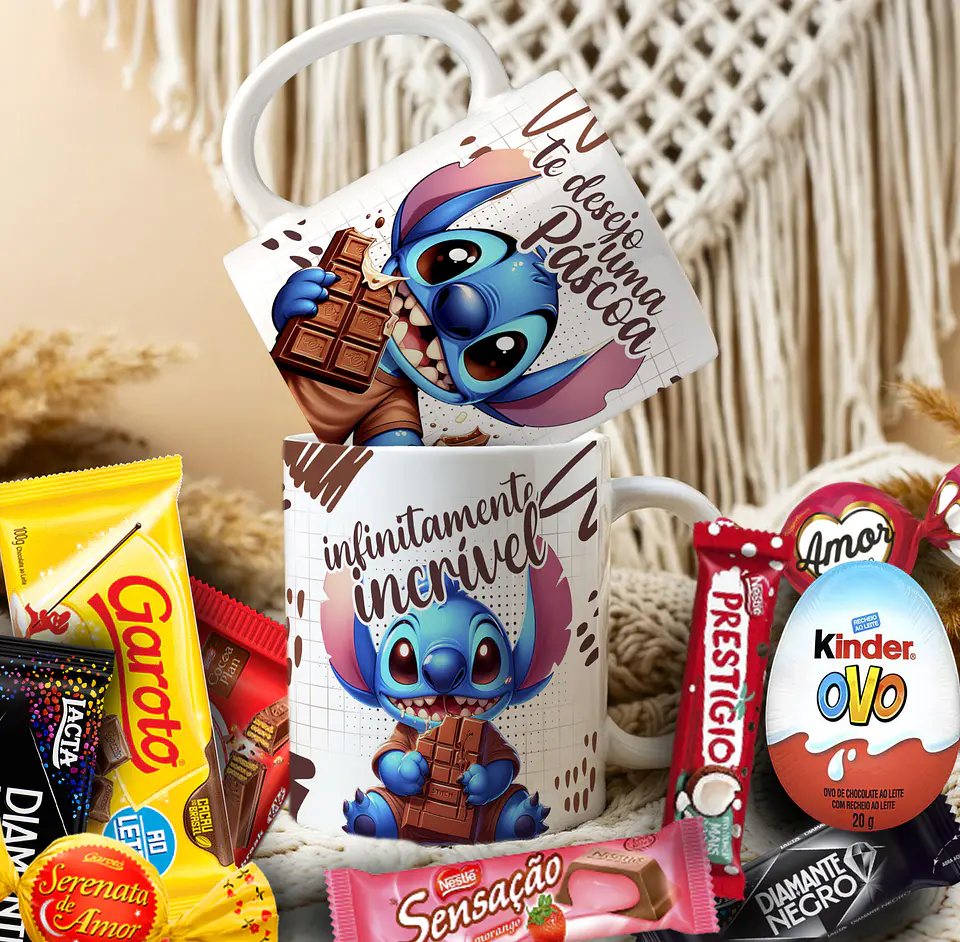 14 Artes para Caneca Páscoa Stitch Arquivo Editável 8