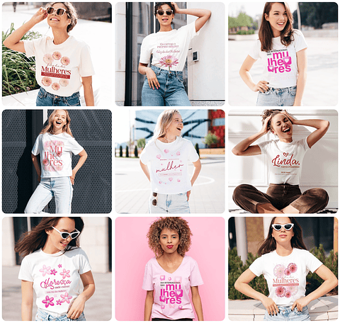 20 Artes para Caneca e Camisa Dia das Mulheres Arquivo Editável