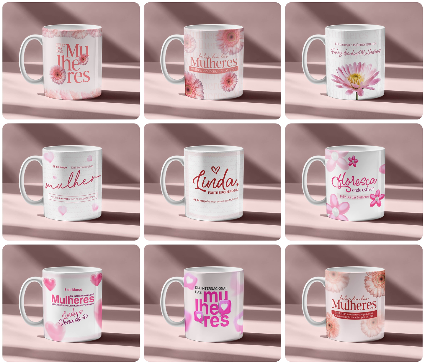 20 Artes para Caneca e Camisa Dia das Mulheres Arquivo Editável 2