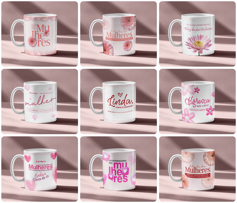 20 Artes para Caneca e Camisa Dia das Mulheres Arquivo Editável 2