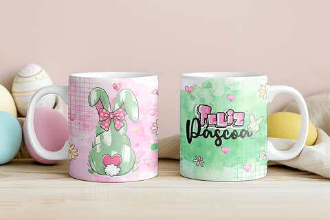 12 Artes para Caneca Páscoa Aquarela Arquivo em Jpg