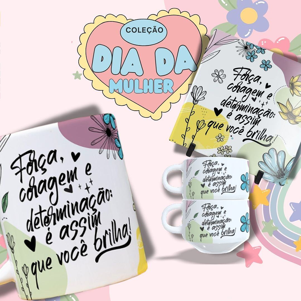 30 Artes para Caneca Azulejo e Torre de Xicaras Dia da Mulher Frases Arquivo Editável 1