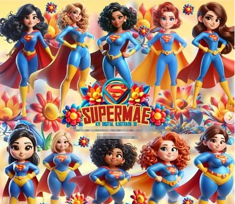 Kit Digital Dia das Mães Super Mãe Png 