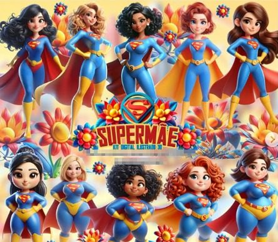 Kit Digital Dia das Mães Super Mãe Png  1