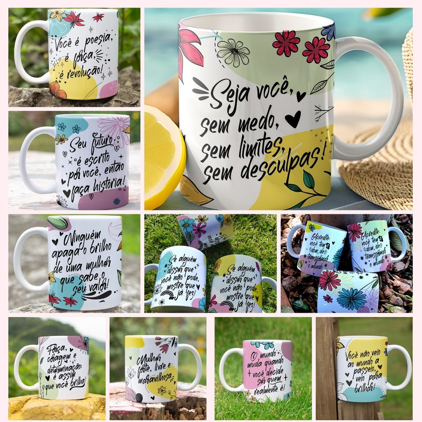 30 Artes para Caneca Azulejo e Torre de Xicaras Dia da Mulher Frases Arquivo Editável 2