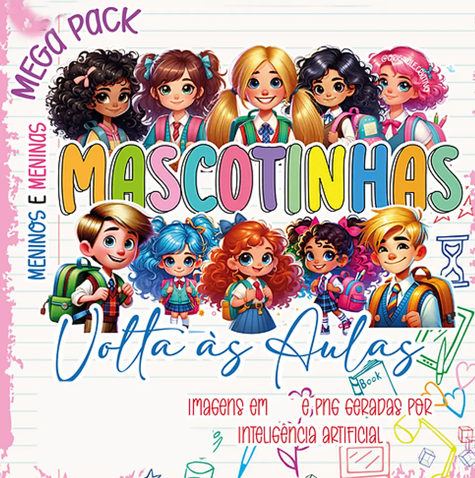 Kit Digital Mascotinhos Volta as Aulas em Png 1